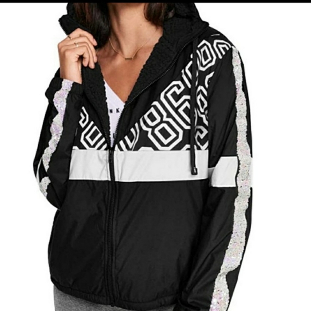 Pink bling fleeced jacket